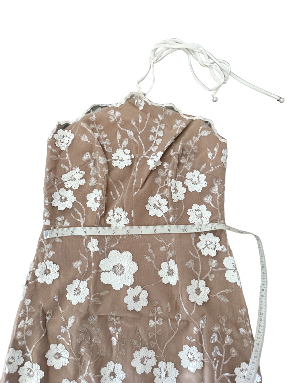 ELLIATT Elodie Floral Lace Halter Midi Dress Ivory & Nude - NEW WITH TAGS $348 - Picture 4 of 10
